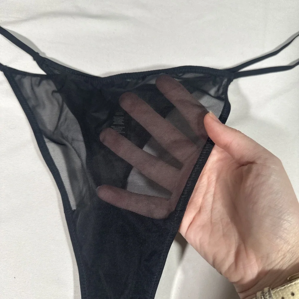 NEW $40 SKIMS [ 2PC 4X ]‎ ULTRA FINE MESH STRING Thong in Black + Truffle T2040